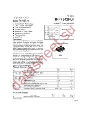 IRF7342PBF datasheet  